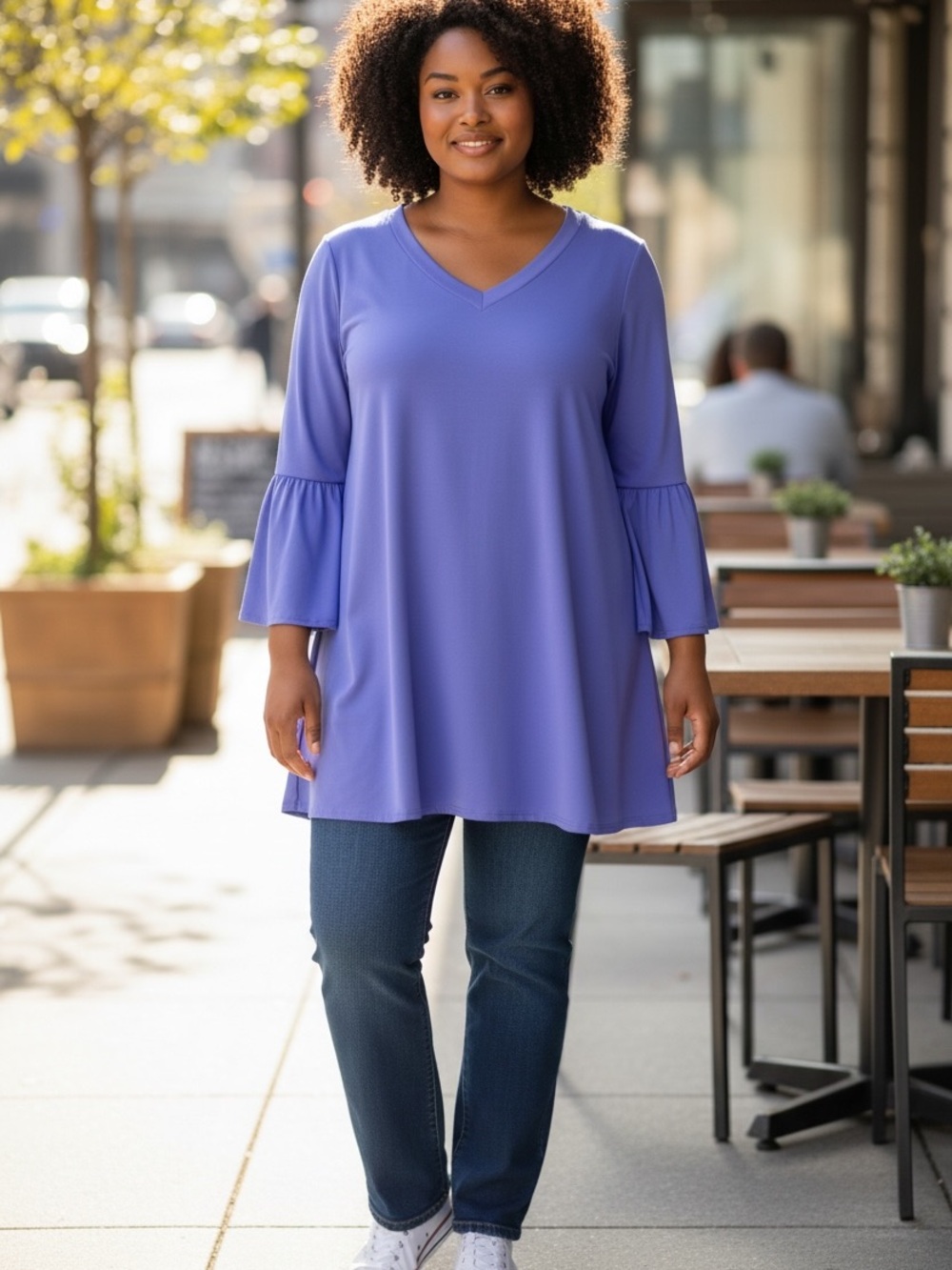 NWT: curvy size 5x Plus-Size V-Neck Tunic very stretchy & soft with Bell Sleeves
